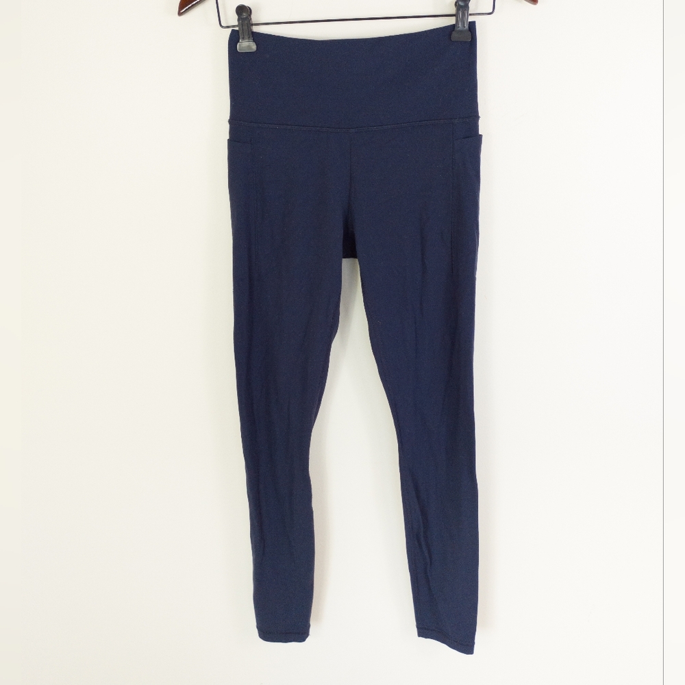 Athleta Transcend Stash Tight High Rise Leggings Navy Blue Size Small